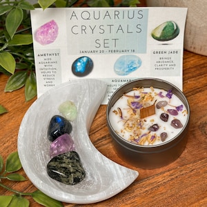 Aquarius Crystals Set, Aquarius Crystal Gift Box, Aquarius Stones, Aquarius Crystals Zodiac Gifts, Aquarius Birthday Box, Birthstones
