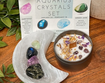 Aquarius Crystals Set, Aquarius Crystal Gift Box, Aquarius Stones, Aquarius Crystals Zodiac Gifts, Aquarius Birthday Box, Birthstones