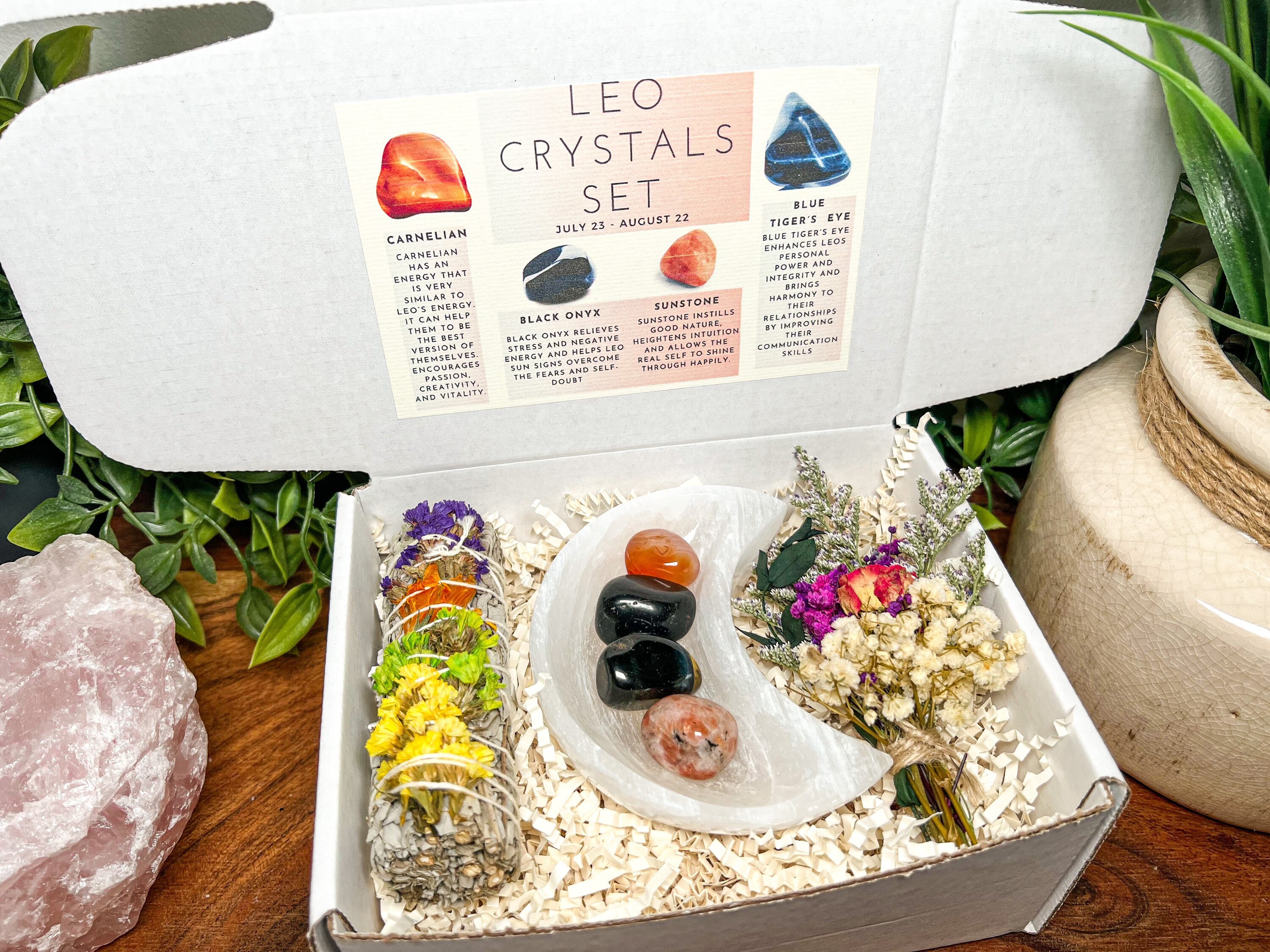 Leo Crystals Gift Box Leo Stones Leo Gift Set Leo Crystal - Etsy