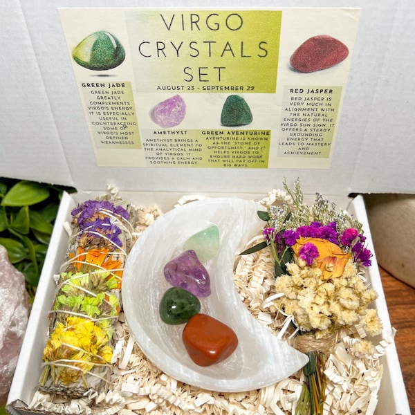 Virgo Crystals Gift Box, Virgo Stones, Virgo Gift Set, Virgo Crystal Kit, Birthday Gift Box, Zodiac Gifts, Virgo Birthstones, Virgo Kit