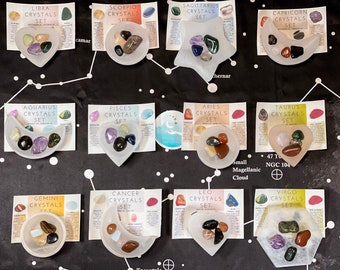 Zodiac Crystal Set, Zodiac Crystals, Crystals for Birthday Gift, Zodiac Crystal Box, Valentine Zodiac Set, Zodiac Gemstones Kit, Birthstones