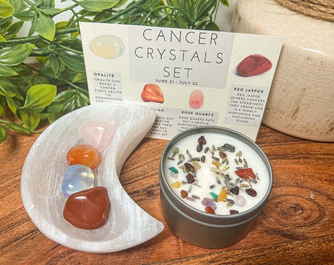 Cancer Crystals, Cancer Crystal Set, Gemstones for Cancer, Cancer Zodiac Crystal Box, Cancer Crystals Kit, Cancer Stones, Cancer Birthstones