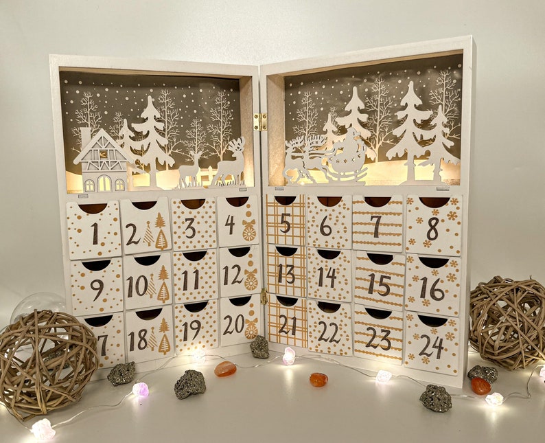 Crystal Advent Calendar Wooden Crystal Calendar Wood Advent Etsy