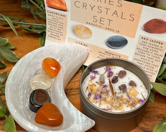 Aries Crystals Set, Aries Birthday Gift, Aries Crystal Box, Aries Kit with Crystals, Aries Birthstones, Aries Gemstones, Zodiac Birthday Set
