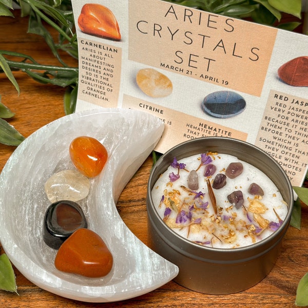 Aries Crystals Set, Aries Birthday Gift, Aries Crystal Box, Aries Kit with Crystals, Aries Birthstones, Aries Gemstones, Zodiac Birthday Set