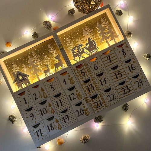 Wooden Advent Calendar With Drawers Empty Wood Advent Etsy