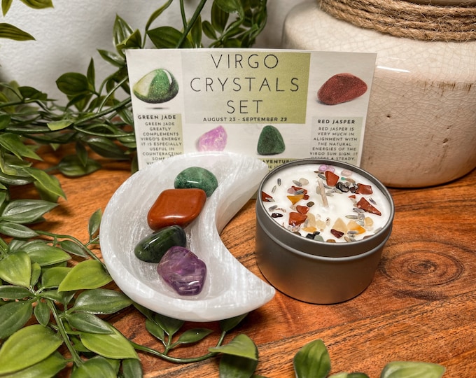 Virgo Crystals Set, Virgo Zodiac Gifts, Virgo Crystal Box, Crystals for Virgo, Virgo Crystal Candle, Virgo Birthstones, Virgo Birthday Gift