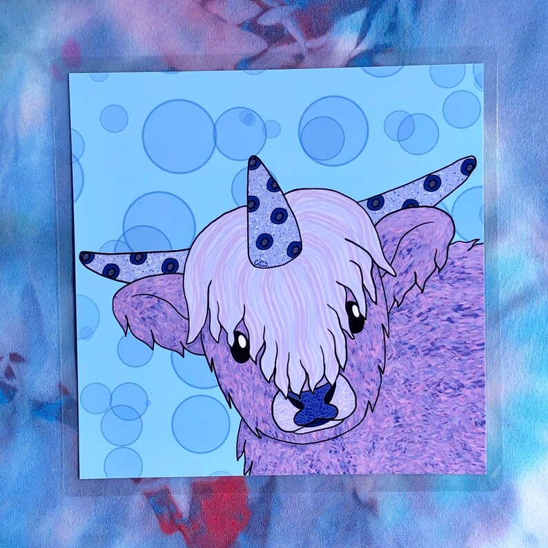 Art Print Blueberry Cow Physical Cute Digital Art Prints Art Collectibles Brainchild