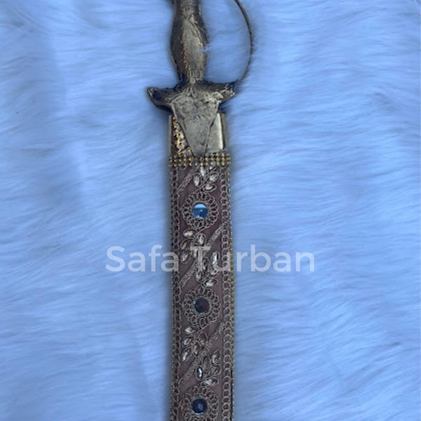 Indian Wedding Decorative Sword/Kirpan- Golden Gotta and Mirror design/For wedding purpose/Indian Rajput Wedding Sword
