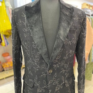 Mens Suit Blazer Slim Fit Floral Embroidered Jacket/Coat/Blazer