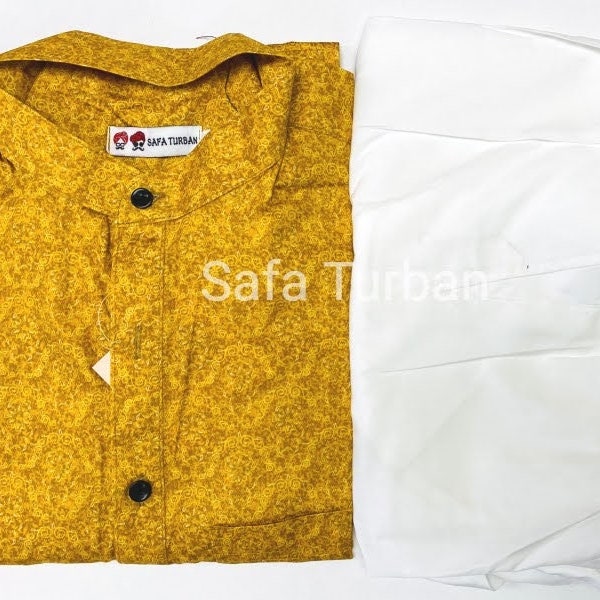 Classic Yellow Kurta Pyjama Set For Men