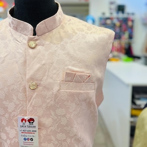 Designer Pink Men Vest- Wedding Vest, Wedding Dress, Kurta Pajama Vest, Casual Wear