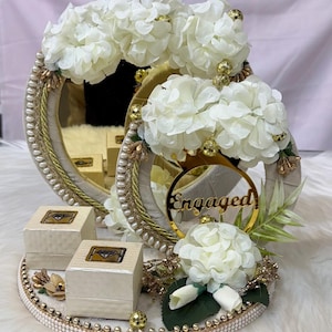 Decorative Engagement Round Ring Platter/ Hand Crafted Decorative Platter For Ring Ceremony/Ring Tray/Ring Box