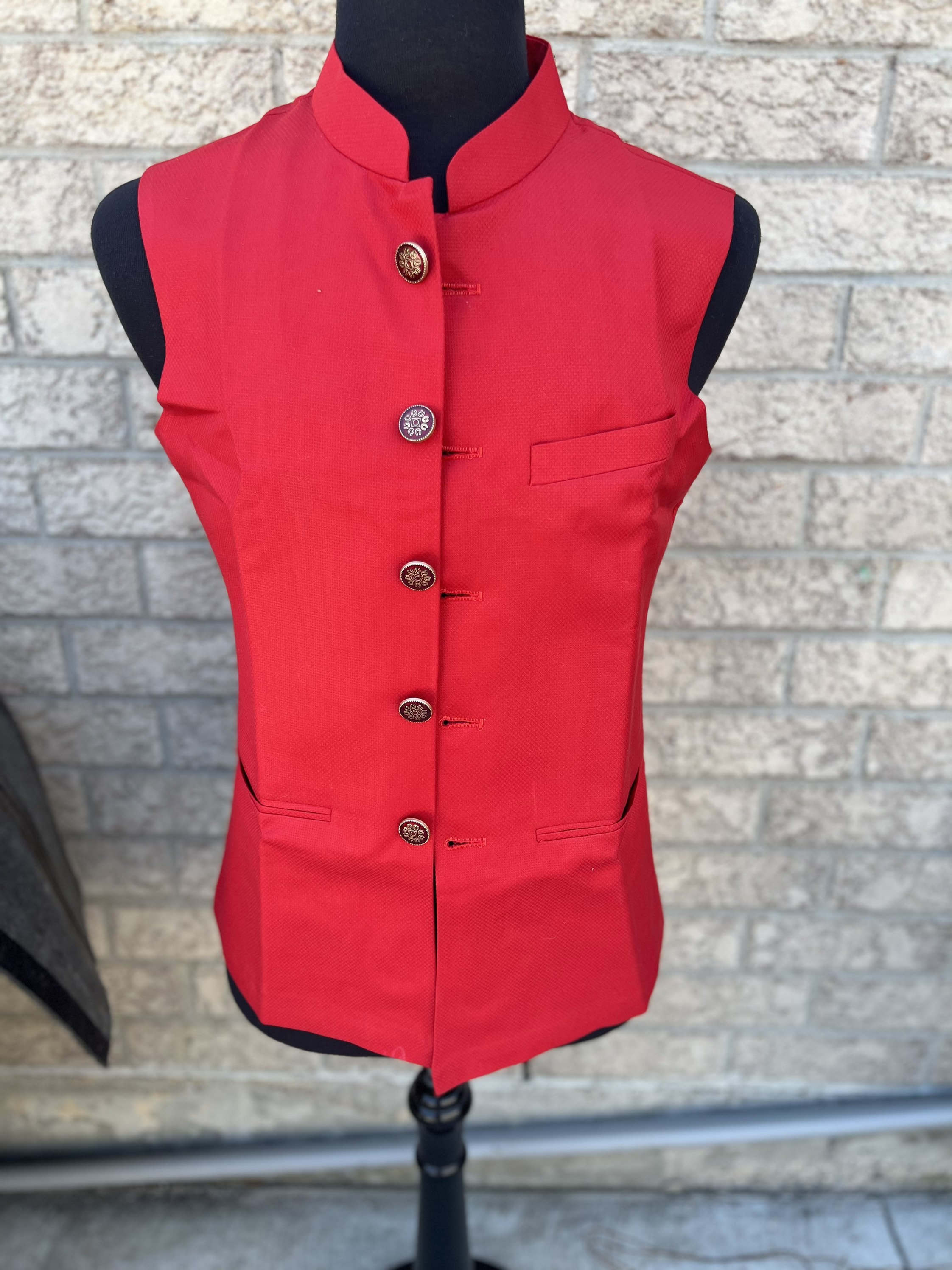 Designer Red Men Vests Wedding Vest Kurta Pajama Vest Prom Party