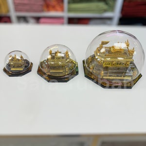 Accesorios para tablero de instrumentos de automóvil, camión, oficina o mesa (Templo Dorado) II. Artículo religioso/sij (chapado en oro de 24 quilates).