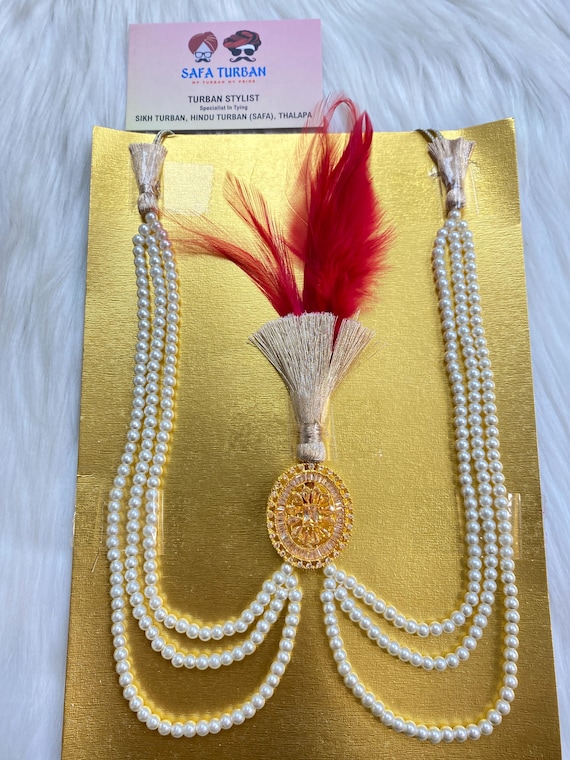 Indian Wedding Accessories- Ad-golden Kalgi for Groom Turban/safa