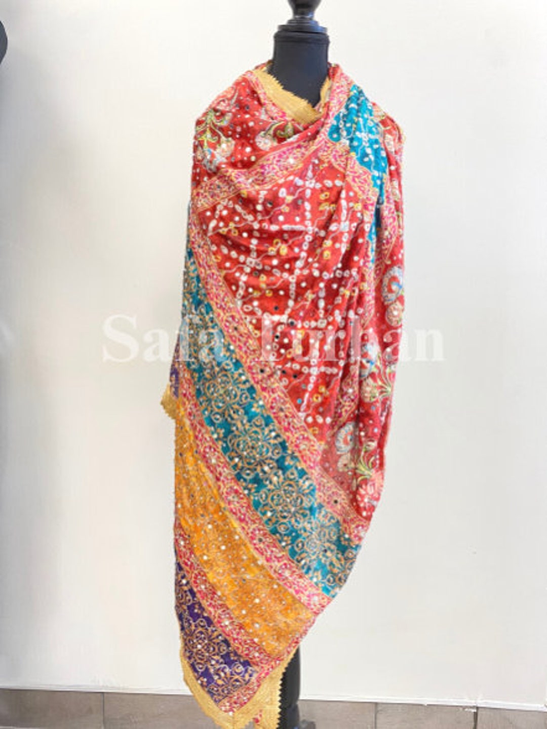 Pakistani Chiffon Dupatta With Stunning Multicolor Prints Women's