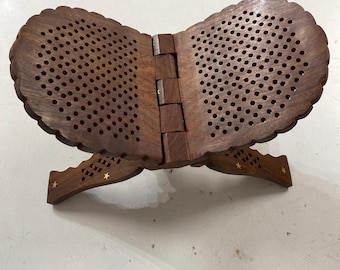 Wooden Hand Carved Holy Book Stand, Rehal Wooden Handcrafted Holy Book Stand, Sanchi Sahib
