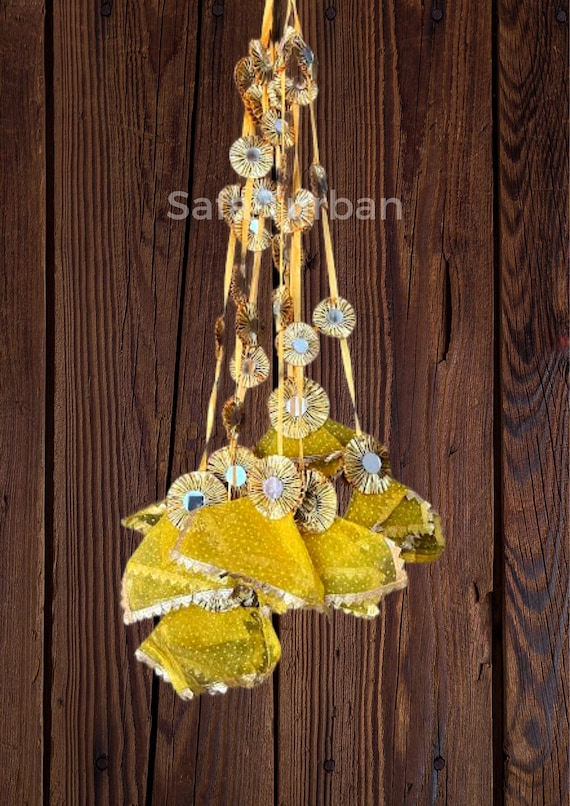 Tassels Decorative Hanging for Wedding Backdrops, Haldi, Wedding Event  Decoration, Indian Wedding Net Fabric Hangings Pack of 5 Strings -   Canada