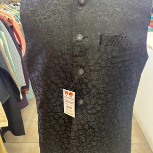 Designer Black Men Vests- Men Vests- Wedding Vest, Kurta Pajama Vest, Prom Party Dress, Casual Wear (Size available 38,40,42,44,46)