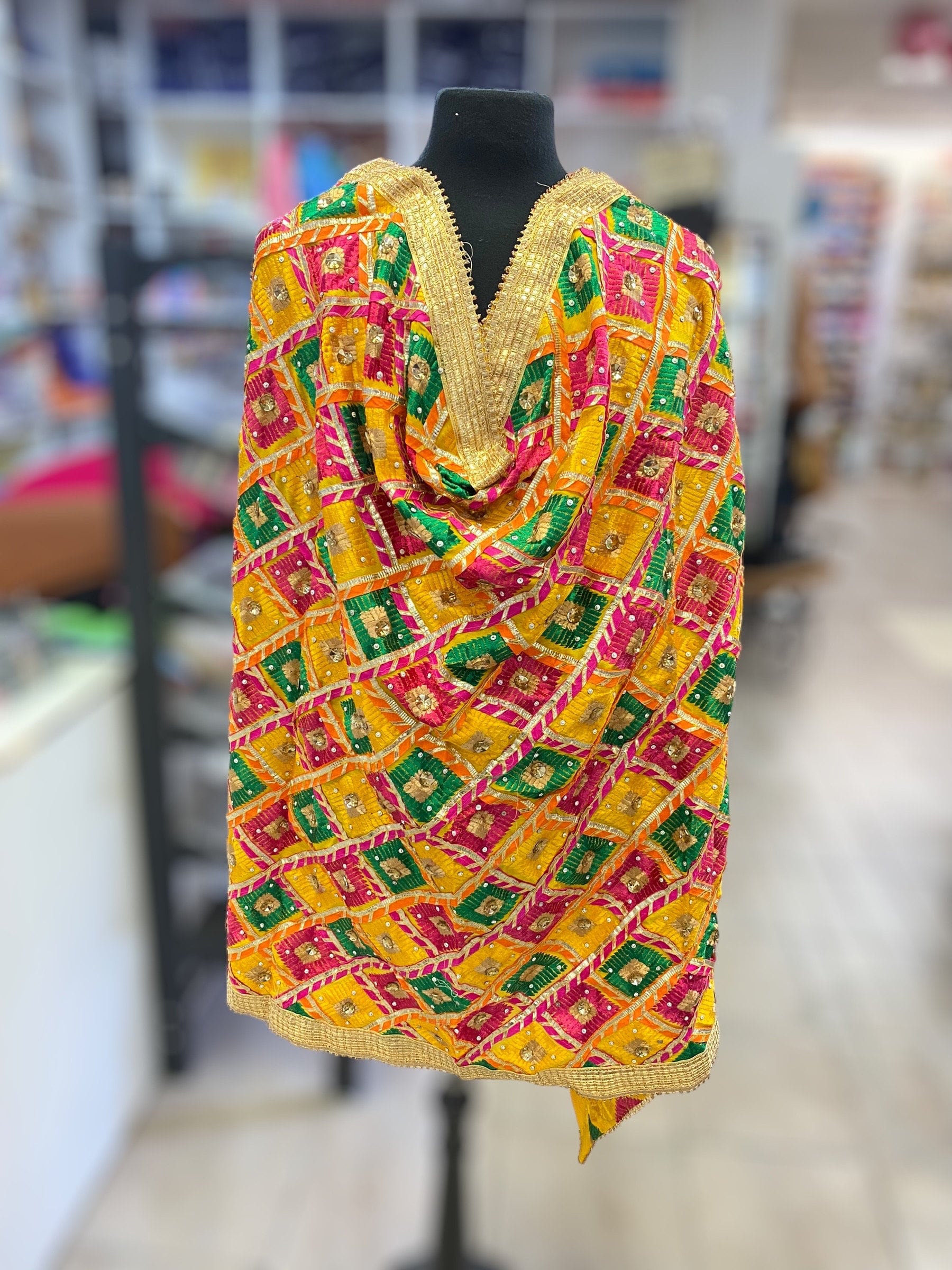 Phulkari Dupatta- Women's Beautiful Phulkari Dupatta, Scarf,Multicoloured Phulkari Chunni, Dupatta