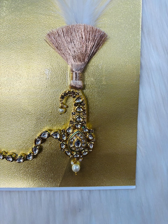 Indian Groom Wedding Accessories- Kalangi/Kalgi with one side string for  Men's Safa/Groom Pagdi