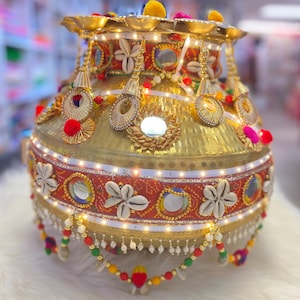 Wedding Accessories-Traditional Heavy pital Decorative Jago with Led Lights /Bride and Groom/Jaggo Function