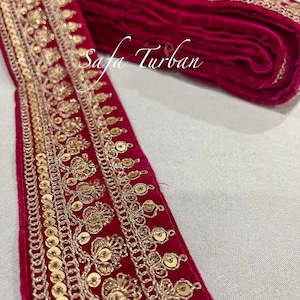 Magenta/Maroon-Golden 2.25" (inch) width Highlight Border Lace for Dresses, Sarees, Lehenga, Suits, Blouses, Dupatta, Chunri, and Craft