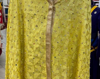 Phulkari Dupatta- Women's Phulkari Dupatta, Scarf, Multicolour Phulkari Chunni, Dupatta