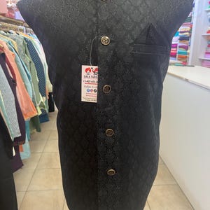 Designer Black Men Vests- Men Vests- Wedding Vest, Kurta Pajama Vest, Prom Party Dress, Casual Wear (Size available 38,40,42,44,46)