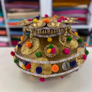 Wedding Accessories-Traditional Heavy pital Decorative Jago with Led Lights /Bride and Groom/Jaggo Function