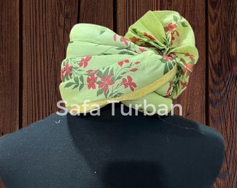 Baraati Wedding Turban- Green Floral- Safa Turban/Pagdi/Premade Turban/ Wedding Safa/Turban/Pagdi for Men (Baraati/Family Turban)