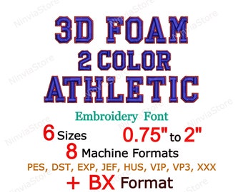 3D Foam 2 Color Athletic Embroidery Font, 3D Puff Foam Varsity BX Font, Monogram Alphabet Machine Embroidery Design, pe Font for Embroidery