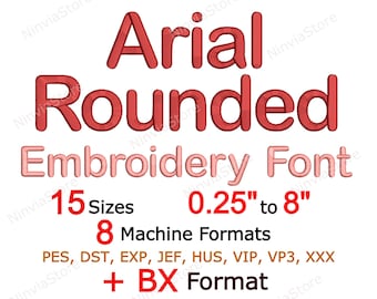 Arial Rounded Embroidery Font, PES Font for Embroidery, pe Embroidery font bx, Arial BX Font, Monogram Alphabet Machine Embroidery Design