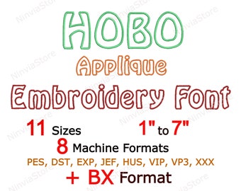 Hobo Applique Embroidery Font, Monogram BX Font, Machine Embroidery Design, Alphabet PES Font for Embroidery, Kids Embroidery font BX dst