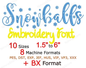 Christmas Embroidery Font, BX Font for Embroidery, PES Monogram Alphabet Machine Embroidery Design, pe font Snowballs Embroidery font pe dst