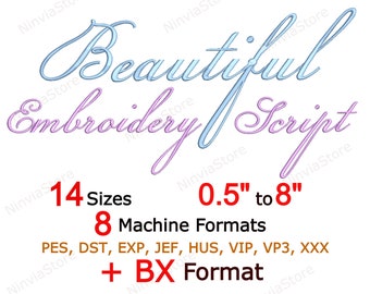 Beautiful Embroidery Script,  Cursive Font pe, PES Monogram Font, pe Font, BX Font for Embroidery, Alphabet, Calligraphy Embroidery Font DST