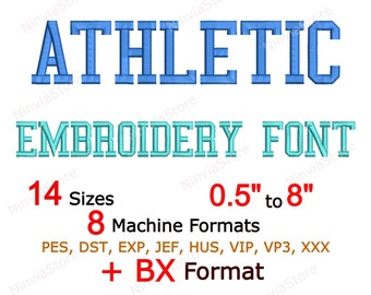 Athletic Embroidery Font, Monogram BX Font, Machine Embroidery Design, Alphabet PES Font for Embroidery, Small Font, pe Embroidery font bx