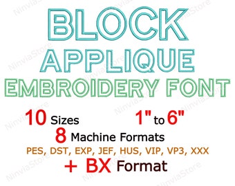 Block Applikation Stickerei Schrift, Stickmuster, Maschinenstickerei, Monogramm ONE, Alphabet PES Schrift zum Sticken, pe Stickerei Schrift ONE ibx dst jef