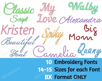 BX Stickschrift-Bundle, BX Schriftart zum Sticken, Maschinenstickschrift BX, Alphabet Stickdesign Monogramm Stickschrift bx
