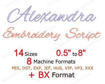 Alexandra Script Embroidery Font, BX Font for Embroidery, PES Monogram Font, Script Font, Small Font pe, Alphabet Machine Embroidery Design