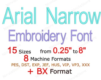 Arial Narrow Embroidery Font, Alphabet Machine Embroidery Design, Monogram BX Font, PES Font for Embroidery, pe Embroidery font, Small Font