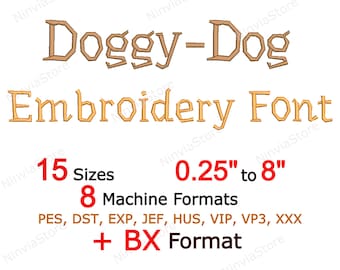 Doggy Embroidery Schriftart, BX Schriftart, Monogramm Alphabet Maschinenstickerei Design, pe Schriftart für Stickerei, kleine Embroidery Schriftart PES BX dst jef