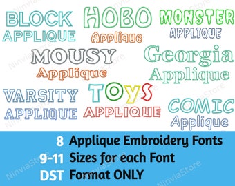 DST Applique Embroidery Fonts Bundle,  Applique Monogram Machine Embroidery Font dst, Alphabet Embroidery Design, dst font for Embroidery