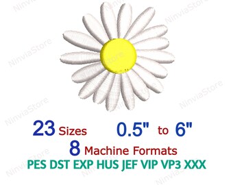 Camomile Embroidery Design, Camomile Flower Machine Embroidery, Floral Embroidery Pattern, Camomile Digital Instant Download, 23 Sizes