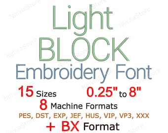 Light Block Embroidery Font, Block BX Font, Monogram Alphabet Machine Embroidery Design, Thin pe Font for Embroidery, Small PES font bx dst