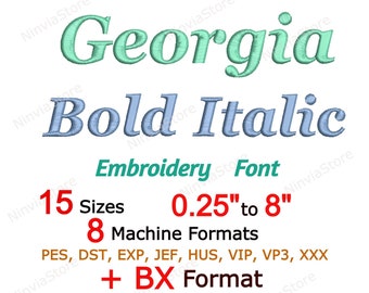 Georgia Bold Italic Stickschrift, PES Monogramm Alphabet, Maschinenstickerei, Georgia BK Schrift, pe Schrift für die Stickerei, kleine Schrift bx