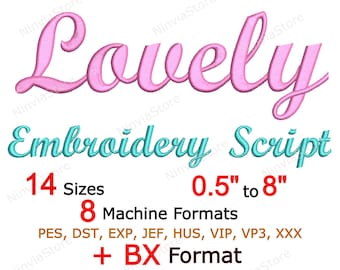 Lovely Script Embroidery Font, Calligraphy Font pe, PES Monogram Font, BX Font for Embroidery, pe Font, Alphabet Machine Cursive Font DST