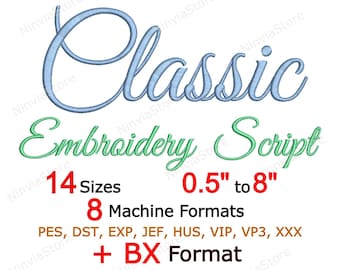 Classic Script Embroidery Font, BX Font for Embroidery, Calligraphy Font pe, Alphabet Machine Cursive Font DST, PES Monogram Font, pe Font