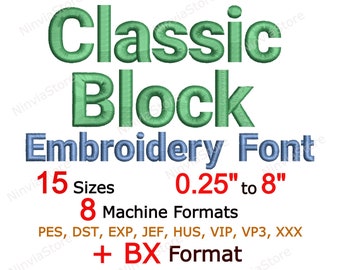 Block Embroidery Font, Block BX Font, Monogram Alphabet Machine Embroidery Design, Block pe Font for Embroidery, Small PES font bx, DST, jef